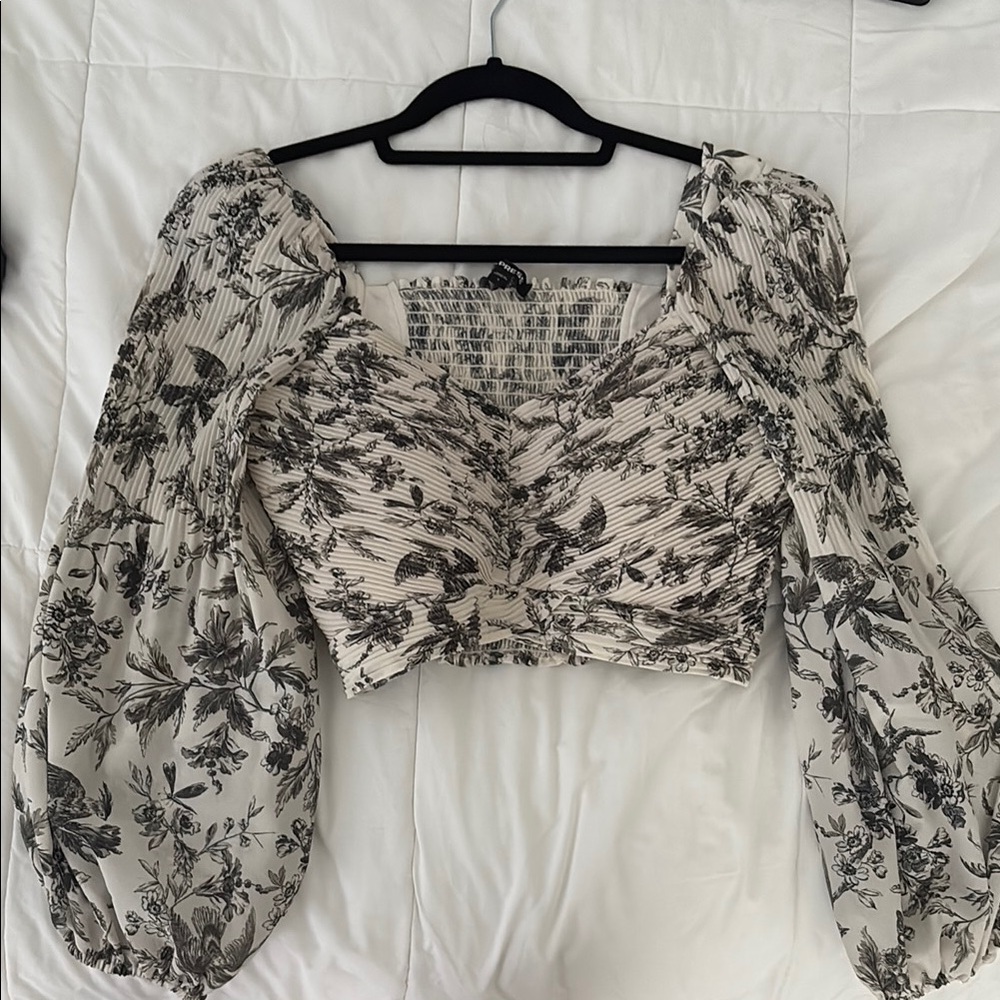 Floral Black and White Women's Top